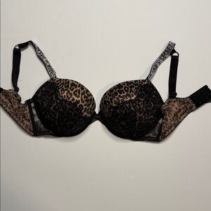 Victoria's Secret Leopard and Black Lace Bra 38DD